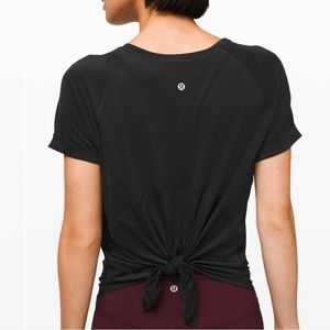 Lululemon Black Open Up Tie Back Tee. Excellent condition!